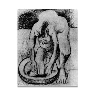 Imagem de Pôster vintage Woman Washing Her Feet Pablo Picasso – Impressão artística do cubismo, obra-prima do século 580 para decoração de casa e escritório 60 x 78 cm