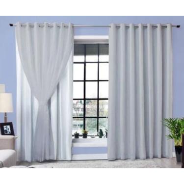 Imagem de Cortina de Varão Voil Forro Micro Fibra 3,00 x 2,80 Ilhós Cromado Bran