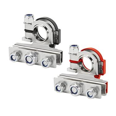 Imagem de zipelo Conector de terminal de bateria, conjunto de grampo de terminal de cabo de bateria de poste superior, 1 par positivo e negativo, bom contato e resistência à corrosão (estilo 2, 2 peças)