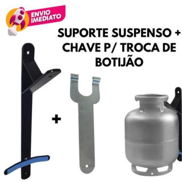 Imagem de Kit Suporte Reforçado Suspenso Para Botijão 13Kg E Chave Facilitadora 