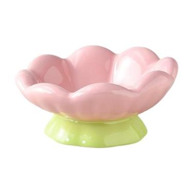 Imagem de MFMEXUL Comedouro para Animais de Estimação, Filhotes, Design, Cerâmica, Abertura Ampla, para Gatos Pequenos, Médios E de Interior, Tigela rasa