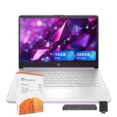 Imagem de HP Laptop carro-chefe HD de 14 polegadas para estudantes e negócios com escritório 365 e AI-Copilot, CPU Intel N150 (Beats i3-1115G4), 16 GB de RAM, armazenamento de 288 GB (128 GB UFS + conjunto de
