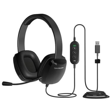 Imagem de Fone de ouvido estéreo Cyber Acoustics USB com fones de ouvido e microfone com cancelamento de ruído para PCs e outros dispositivos USB no escritório, sala de aula ou casa (AC-6012)