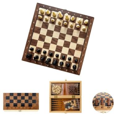 Imagem de Jogo de Xadrez, Dama e Gamão em Madeira Dobrável 29 x 29 Profissional – Tabuleiro com Peças em Resina e Fecho de Metal – Estojo 3 em 1 Portátil e Elegante