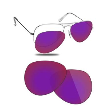 Imagem de Fiskr Lentes polarizadas de substituição compatíveis com óculos de sol RayBan Aviator RB3025 58 mm, resistente a impactos e ajuste perfeito - vermelho violeta