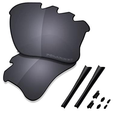 Imagem de SAUCER Lentes de reposição premium e kits de borracha para Oakley Flak Jacket XLJ ventilado | Flak Jacket XLJ Óculos de sol ventilados Low Bridge Fit de alta definição - Escudo preto polarizado
