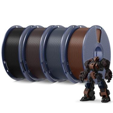 Imagem de SUNLU 4KG PLA Plus 3D Filamento 1,75mm,PLA+ Compatível com a Maioria das Impressoras FDM, Carretel de 1kg, Preto+Castanho Negro+Noturno+Marrom