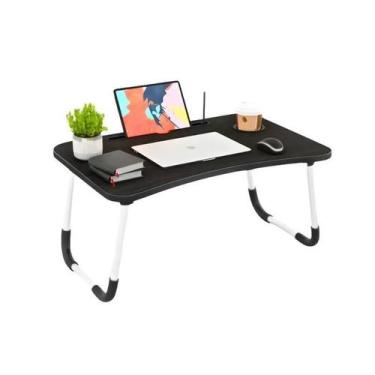 Imagem de Mesa De Colo Preta Portátil Dobrável Suporte Copo E Tablet - Portatil