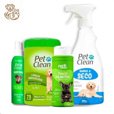 Imagem de KIT Higiene, Banho a Seco 500ml, Talco 100g, Lenços Umedecidos 75unid,