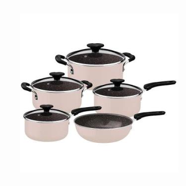 Imagem de Jogo Panelas 5 Peças Tunis Rosa Cerâmico Tramontina, Rosa Trufado, 5