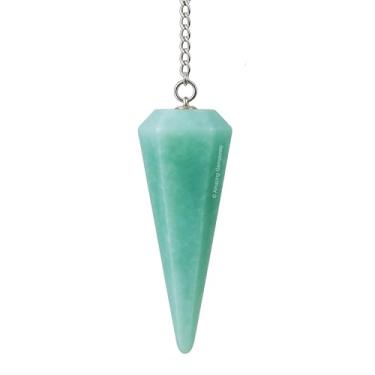 Imagem de Pêndulo de cristal Amazonita para adivinhação - Cristais de imersão certificados e pedras de cura para equilíbrio de chacras e meditação - Melhore o crescimento espiritual do Reiki com cristais e