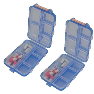 Imagem de Kit 2 Pçs Estojo Case Porta Comprimidos Semanal Caixa Organizadora Remedio Viagem (Azul)