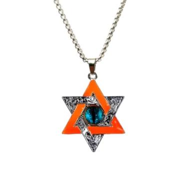 Imagem de LittleFathand Colar luminoso de estrela de Davi que brilha no escuro, com seis pontas, hip hop, olho de dragão, gargantilha para mulheres e homens, joias de presente de Halloween, Zinco, Sem Pedra