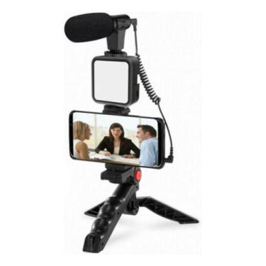 Imagem de Kit De Vlogg Filmagem Microfone Tripé Luz Live Profissional - kapbom