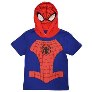 Imagem de Marvel Avengers Camiseta com capuz para meninos e meninas com máscara, Royal/Red, 7