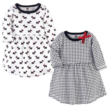 Imagem de Luvable Friends Hudson Baby, vestidos de manga comprida, pacote com 2, Estampa Scottie preta, 9-12 Meses