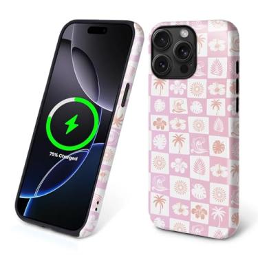 Imagem de ZHEGAILIAN Capa compatível com iPhone 14 Pro Max, [compatível com MagSafe] Proteção de camada dupla, à prova de choque, design fosco elegante e resistente a arranhões! Treliça de elemento rosa