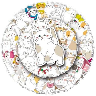 Imagem de Adesivos de gato adoráveis para meninos e meninas, 50 peças atraentes adesivos de vinil à prova d'água para garrafas de água, laptop, computador, carro, bicicleta, scrapbook, notebook, celular, pacote