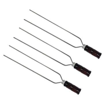 Imagem de Kit 3 Espetos Duplo Para Churrasco 81Cm Cabo De Madeira