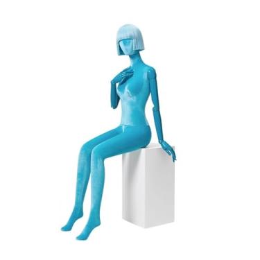 Imagem de Mannequin Manequins de varejo com cadeiras para corpo humano, altura ajustável e manequim destacável, expositor de roupas(Blue)