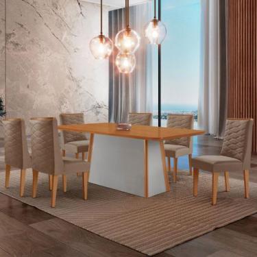 Imagem de Mesa de Jantar Diane 180cm Tampo MDF Laminado com 6 Cadeiras Safira Mo
