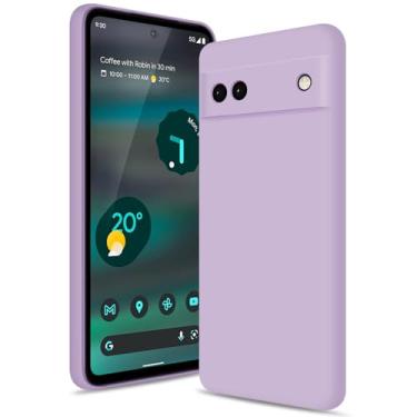 Imagem de Btstring Capa para Google Pixel 6A, capa de silicone macio com proteção de câmera atualizada, capa fina à prova de choque com forro de microfibra antiarranhões, roxa