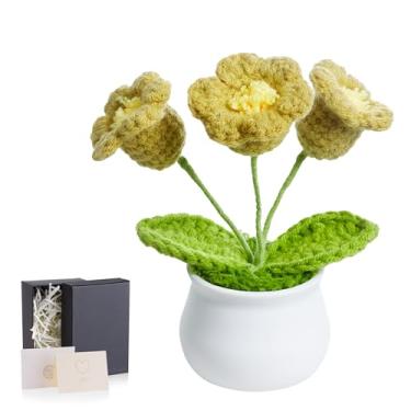 Imagem de LAIDANLA Flores de crochê, lírio do vale, verde pequeno feito à mão, presente de aniversário de agradecimento de Natal para mulheres, professora, mãe, irmã, avó, colega de trabalho, amiga, vasos de