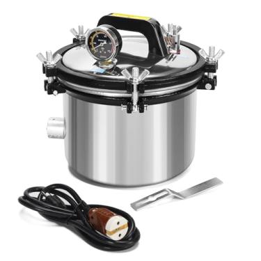 Imagem de Autoclave a vapor portátil 8L para limpeza de ferramentas de laboratório, aço inoxidável 304, combustível duplo (elétrico e carvão), proteção contra queimaduras a seco, YX-280B