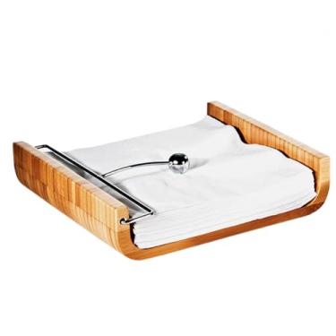 Imagem de Porta Guardanapos Grande De Bambu Para Mesa E Cozinha