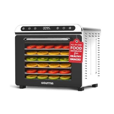 Imagem de Gourmia - Desidratador de alimentos de 8 bandeiras, secador digital de alimentos em aço inoxidável para cega, frutas e ervas, controlo de temperatura 95F - 185F, temporizador de 30 min-48H, motor