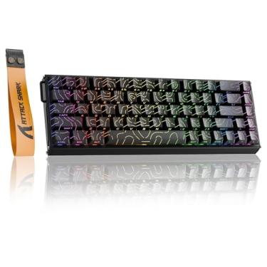 Imagem de ATTACK SHARK X68 MAX HE Teclado mecânico gamer com fio e gatilho rápido TKL RGB cremoso com CNC de alumínio,polling 8K,precisão de 0,005 mm,interruptor magnético de efeito Hall, NKRO(Contorno Preto)