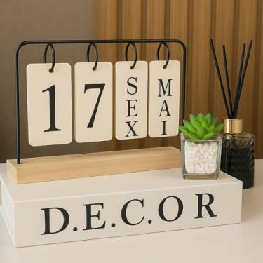 Imagem de Calendário de Mesa Decorativo com Plaquinhas Preto Rose Dourado Permanente Escritório (PRETO PLAQUINHAS)