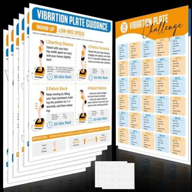 Imagem de 8 peças placa vibratória máquina de exercício, cartaz, guia de treino, 6 plataformas vibratórias, orientação de treino e 2 peças para planejadores de 30 dias, quadro de vibração de corpo inteiro para