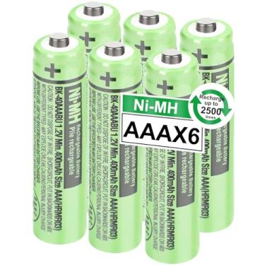 Imagem de OSIM Pacote com 6 baterias recarregáveis BK-40AAABU Ni-MH AAA 400 mAh 1,2 V AAA NI-MH para telefones sem fio Panasonic, controles remotos, eletrônicos