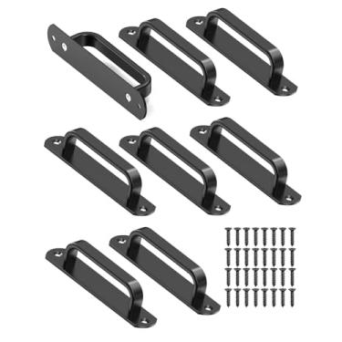 Imagem de Anobeyi Maçaneta deslizante de porta de celeiro de 14 cm - Puxadores de armário de alumínio para gaveta, armário, chuveiro/vidro/galpão/cozinha/portas de portão de garagem com parafusos (8, preto)