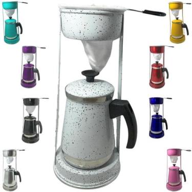 Imagem de Bule Com Mancebo 1,2L Coador De Café colorido Retro em Alumínio Mariqu