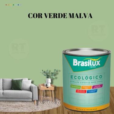 Imagem de Esmalte Sintético Base Água Brasilux Ecologico Cor Verde 800ML Brilhan