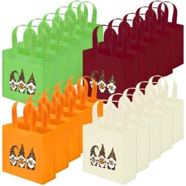 Imagem de Breling 20 peças de sacolas de presente para o dia de Ação de Graças, não tecido, com alças, folha de ácer, anão, abóbora, lembrancinha de festa para outono, aniversário, chá de bebê