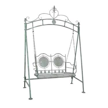 Imagem de YAYAOVP-24927 Cadeira giratória de ferro para jardim ao ar livre, cadeira dupla para decoração de varanda, adequada para bancos de jardim e terraço