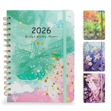 Imagem de Agenda 2025, agenda acadêmica mensal e semanal, janeiro de 2025 a dezembro de 2025, agenda A5 (16 x 21,6 cm) com capa resistente, encadernação de fio duplo, agenda com abas mensais para professores e