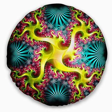 Imagem de Design de flor fractal amarela brilhante Designart sala de estar, sofá, almofada + capa de almofada impressa em ambos os lados 50 cm