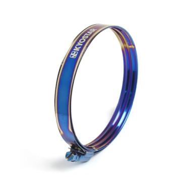 Imagem de Braçadeira de camada dupla americana ajustável aço inoxidável titânio azul braçadeira diâmetro ranger, tamanho 8 (azul, 92-102 mm)