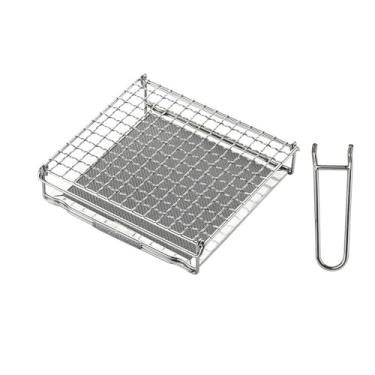 Imagem de Campingmoon torradeira de pão de acampamento dobrável, torradeira a gás, fogão, churrasqueira, portátil, aço inoxidável 304, com garfo de malha antiqueimadura