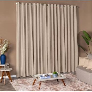 Imagem de Cortina Blackout com Ilhós, Bege, Tecido Grosso, Isolamento Térmico e Acústico, Sala e Quarto
