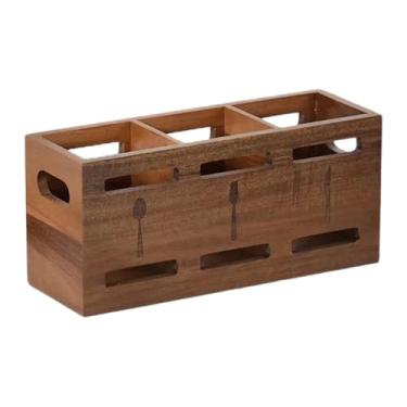 Imagem de WeiLaiKeQi Organizador de talheres de madeira, utensílios de cozinha, pote, talheres domésticos, suporte, recipiente para armário de fazenda, café