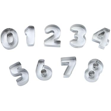 Imagem de Cortador Biscoito e Massas Números - Inox - 09 Peças