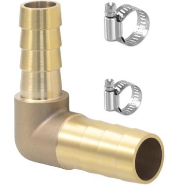 Imagem de Sctihwelire Adaptador de encaixe de farpa de mangueira de cotovelo redutor de latão, 1/2 (12 mm) a 3/8 (10 mm) redutor de emenda com braçadeiras de aço inoxidável kit de reparo de mangueira de ar para