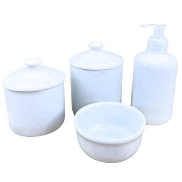 Imagem de Kit higiene bebê Lavabo 4 pçs Off White Porcelana c/pegador