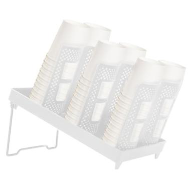 Imagem de Suporte de xícara de café, dispensador de copo e tampa com suporte, organizador de xícara de café ajustável, dispensador de copo descartável de 6 compartimentos, acessórios de bar para estação de café