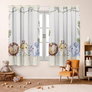 Imagem de Cortina Infantil Decorativa, 200x150cm, Poliéster Estampado, para Quarto e Sala, 2 Peças (SAFARI KIDS AMARELO)